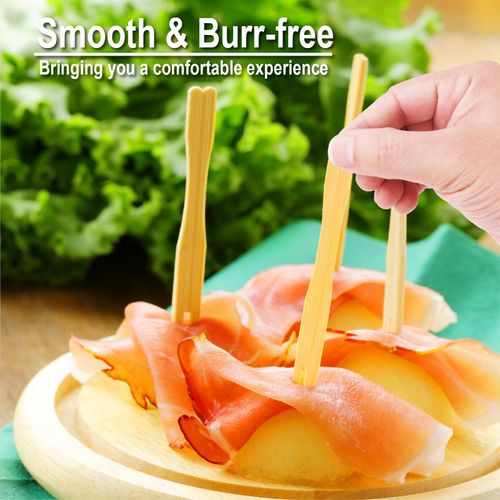 300 Bamboo Appetizer Forks, 3.5 Inch Mini Bamboo Forks for Charcuterie Boards Accessories, Fancy Toothpicks for Appetizers, Disposable Wooden Cocktail Forks, Small Fruit Food Picks for Party Supplies