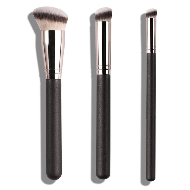 3-teiliges Foundation-Concealer-Pinsel, abgeschrägter Foundation-Pinsel für flüssiges Make-up, abgewinkelte Creme-Grundierung und unter den Augen, Concealer-Pinsel-Set zum Creme-Puder (3 Größen)