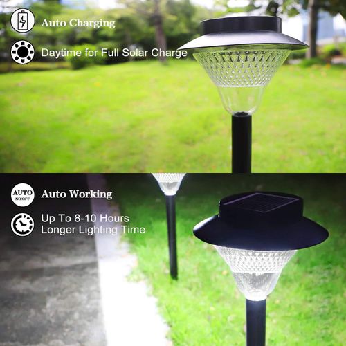 BeideLt Solar Pathway Lights Outdoor,High Lumens Landscape Path Lights,IP65 Waterproof Auto On/Off White Solar Driveway Light, LED Solar Walkway Back Yard Lights for Garden Lawn Patio Walkway-2PCK