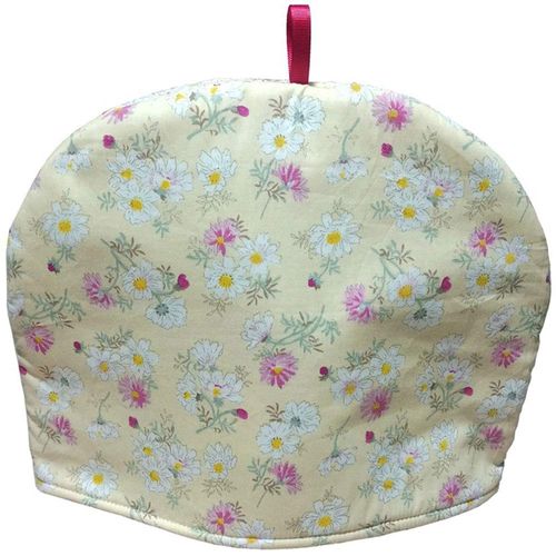 Cotton Tea Cozy Vintage Floral Printed Teapot Cover Tea Pot Décor Cozies Insulated Kettle Kitchen Dust Cover, Yellow Daisy
