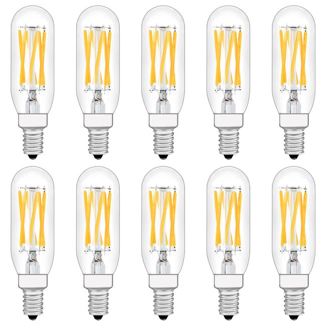 PIFUT T8 LED Bulb, E12 Dimmable LED Bulb, 110v 600Lumens 3000K 60W Equivalent, Clear Glass Tubular Light Bulb, Best Replacement for Incandescent Bulb, Candelabra LED Bulbs, 10 Pack (Warm White)