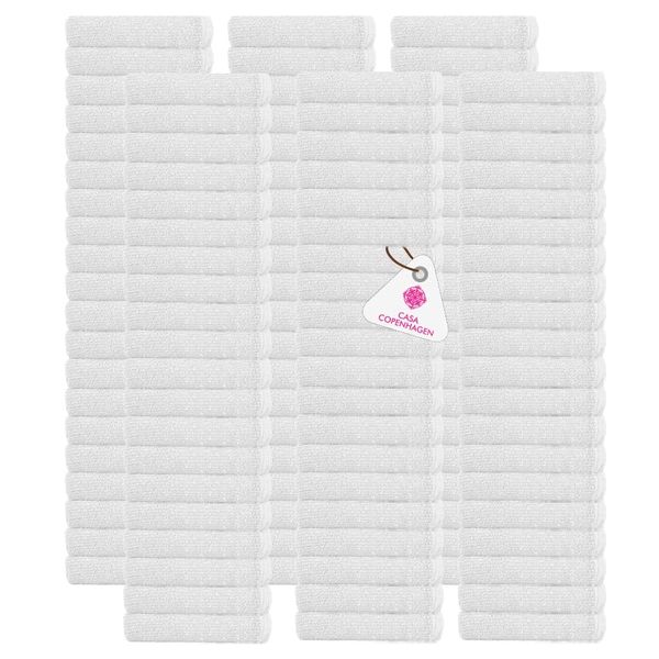 CASA COPENHAGEN-Basics 100 Pack Solid Towel White Premium Wash Cloth Towels- White Face Towels