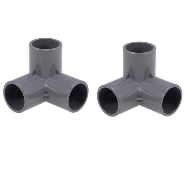 TA-VIGOR 2Pcs 3-Way Elbow PVC Pipe Fitting Furniture Grade 25mm Size Tee Corner Fittings Grey