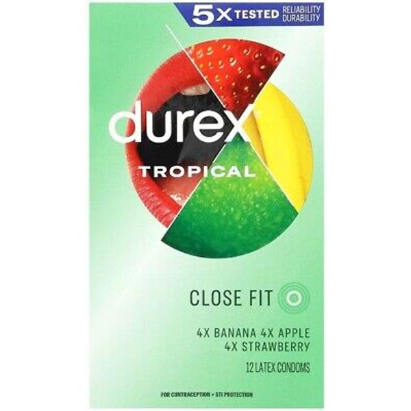 Tropical, Close Fit, 12 Latex Condoms 2 boxes Brand New 24 Condoms Flavored