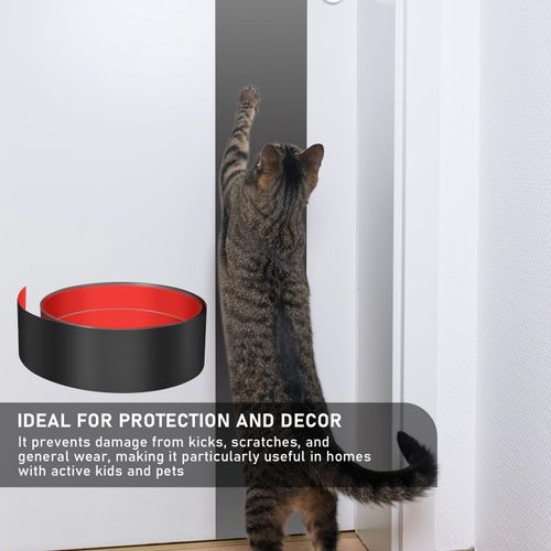 Stainless Steel Door Kick Plate, 4" x 118" Door Push Plate, Self Adhesive Kickplate for Bottom of Door, Kitchen Island, Cupboard, Cabinet (Brushed Black)
