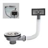 ZINGKING Kitchen Sink Waste Kit with Overflow, 114mm Stainless Steel Kitchen Sink Overflow Kit, Square Interface (Square)