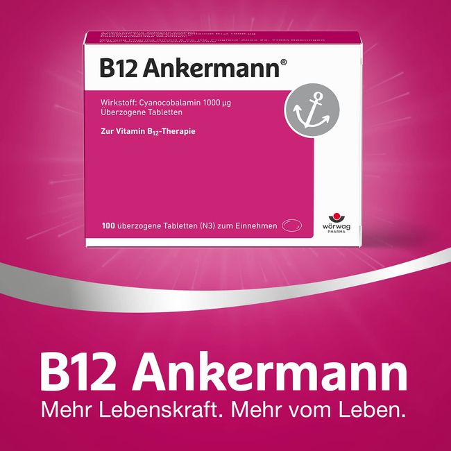 B12 Ankermann Vitamin B12: For Fatigue and Exhaustion, Vitamin B12 Tablets  High Dose with 1,000 μg, Pack of 50 : : Health & Personal Care