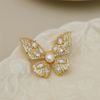 LISADORE White Rhinestone Butterfly Brooch Pin