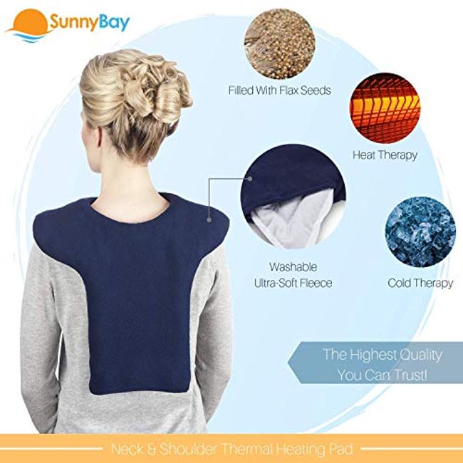 Sunny Bay Microwavable Neck Heating Pad for Pain Relief, Washable Neck Wrap Blue, Size: Medium