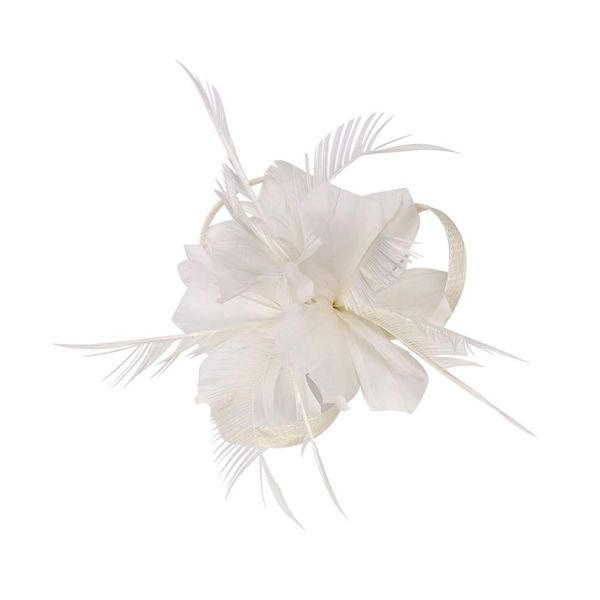 Lurrose 1PC Fascinator Hair Clip, Fascinator Hair Pin Hair Clip Fascinator Hair Accessories for Women Wedding Tea Party Hat White