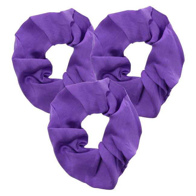 Topkids Accessories Bright & Pastel Satin Scrunchies Satin Hair Elastics Non-slip Ponytail Holders Satin Hair Scrunchies For Women, Ladies, Girls - Pack of 3 (Purple)