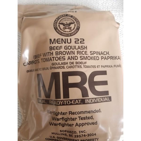 LoJo Surplus 2022 Genuine Military MRE Meals Ready to Eat with Inspection Date 2022 or Newer (Beef Goulash)