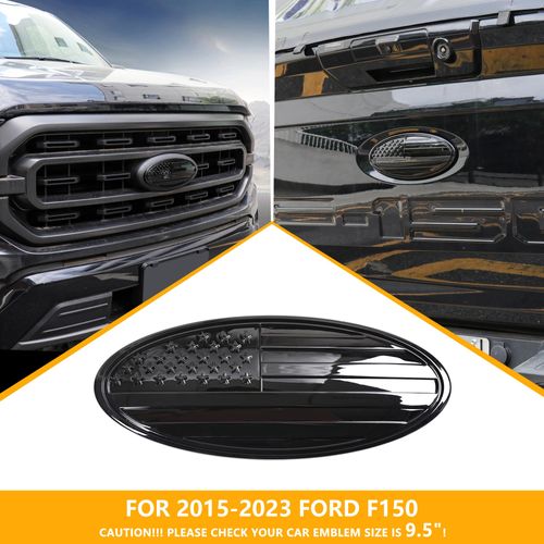 RERPRO 9.5" Front Grill Rear Tailgate Emblem Cover Trim Compatible with 2015-2024 Ford F150 Exterior Accessories Decor Overlay American Flag Oval Emblem Protector Decoration Decal 1 Pack