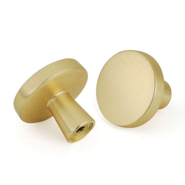 goldenwarm 5pcs Gold Cabinet Knobs Brushed Brass Cabinet Knobs Modern Cabinet Hardware - LS5310GD Round Knobs Kitchen Cupboard Drawer Knobs Closet Door Knobs Gold Knobs for Cabinets