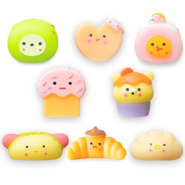 Mochi Squishy Toys Set, Random 8 Pack Mini Mochi Party Favors for Kids, Kawaii Squishy Toy Stress Relief Toys, Goodie Bags Fillers with Storage Box, Classroom Prizes