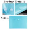 150 X Blue A5-Plastic-Wallets-Folders Document Files with Press Stud Foolscap Popper Wallet Folder Pockets