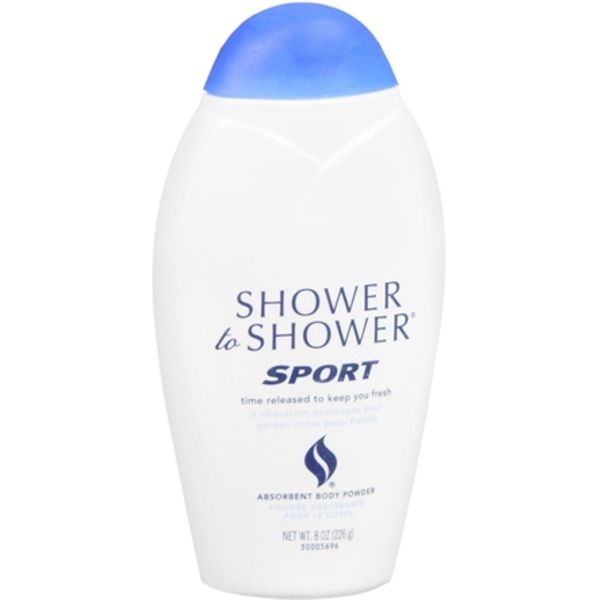 SHOWER TO SHOWER Body Powder Sport 8 oz, Talc Free (Pack of 2)