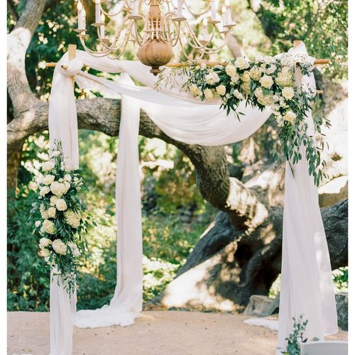 White Arch Drapes 2 Panels 6 Yards Sheer Backdrop Curtains for Parties Ceiling Wedding Arch Reception Drapery Fabric Decor