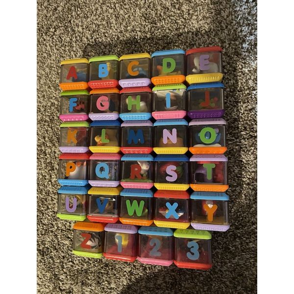 Fisher Price Peek A Boo Complete Set Of Alphabet Blocks With #s  1, 2 And 3