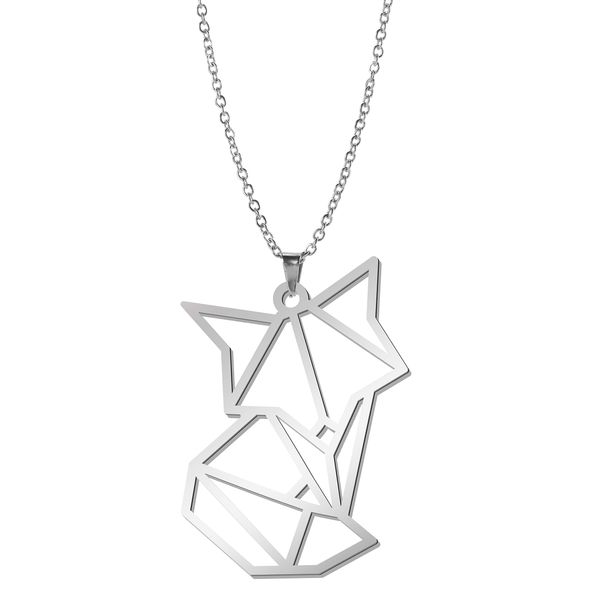 kkjoy Cute Fox Pendants Necklaces Stainless Steel Origami Chain Necklaces Best Friend Necklace Jewellery for Women Girls Animal Lovers Gifts