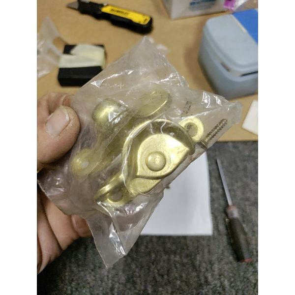 Window Sash Lock Set    Brass Finish Wood Window Lock Gold Color