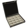 boxdisplays Display Case Snap Close Solid Lid with Grey 16 Compartment Insert