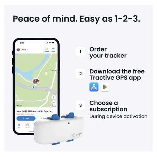 Tractive GPS Tracker & Health Monitoring for Dogs, White New Open Box