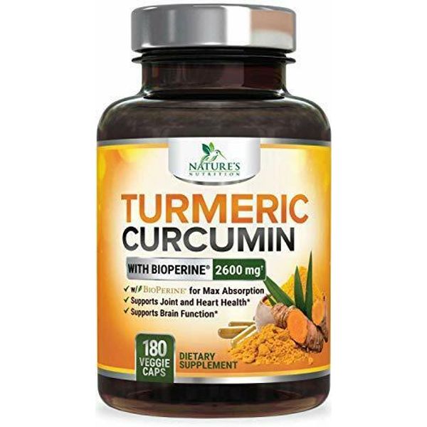 Tumeric Curcumin Max Potency With Bioperine Black Pepper 2600MG, 180 Capsules