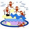 CafePress Five Little Monkeys Round 4" MDF Holiday Ornament