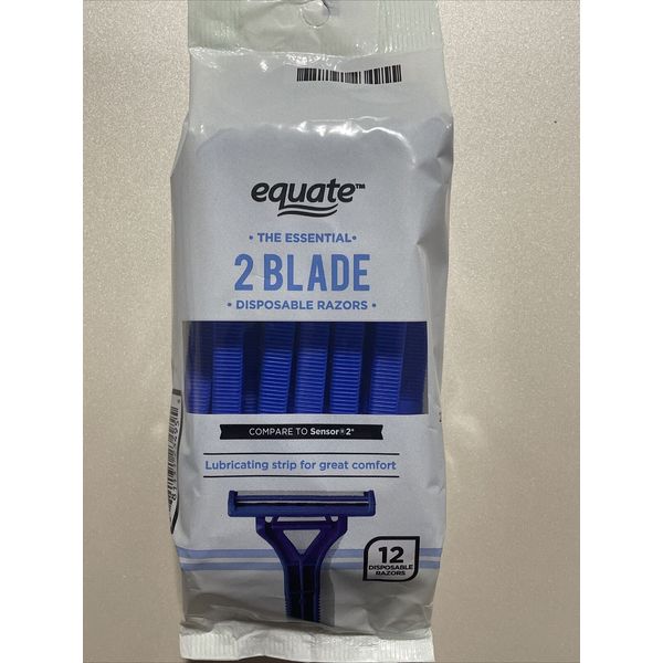 New EQUATE RAZORS The Essential 2 Blade Disposable Lubricating Strips (12 Pack)