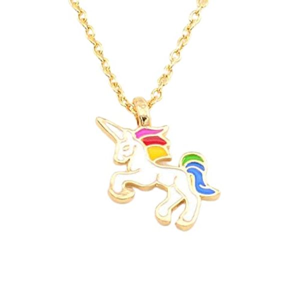 Spa Pure Unicorn Bath Bomb: Gift Set with Surprise Necklace inside, White Enamel Unicorn Pendant, Gift Idea, Back to School, Necklace/Pendant, Gold tone alloy/enamel (White)