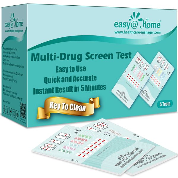 5 Pack Easy@Home 6 Panel Instant Urine Drug Test with Most Sensitive and Comprehensive OPI Test, Testing MOP (OPI 300), BUP,BZO,COC,MTD,OXY, FSA or HSA Eligible #EDOAP-865