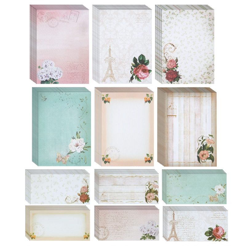 90 Piece Vintage Letter Writing Paper Set (60 Floral Stationery and 30 ...