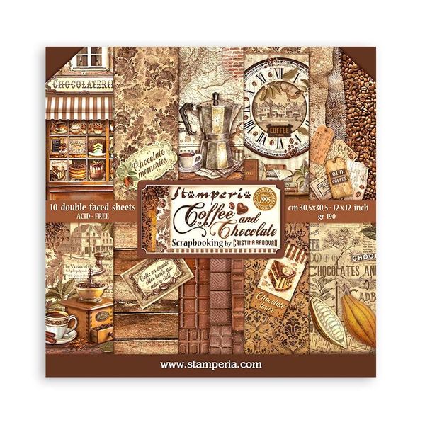 Scrapbooking Pad 10 sheets cm 30,5x30,5 (12"x12") - Coffee and Chocolate