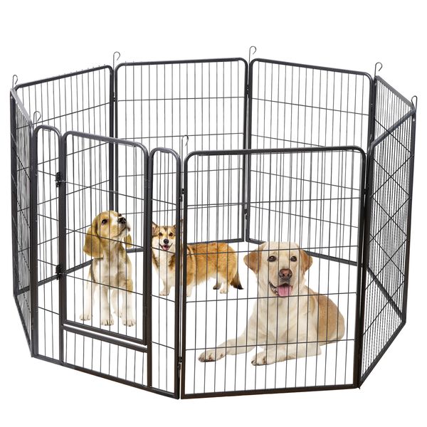 Dog Playpen 8 Panels 40" Dog Fence Pet Dog Exercise Pen Outdoor Indoor w/ Doors