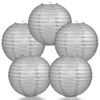BULK PACK (5) 16" Silver Round Paper Lantern, Even Ribbing, Chinese Hanging Wedd