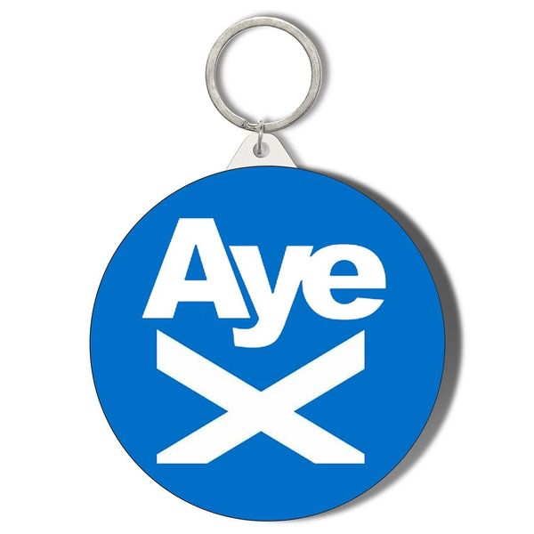 Gift Insanity AYE WHITE FONT ON CROSS BLUE BACKGROUND 58mm Keyring
