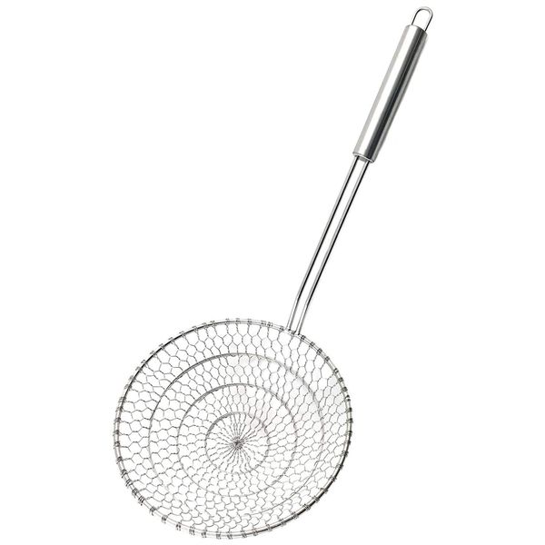 Best Utensils Asian Kitchen Stainless Steel Spider Strainer Professional Wire Skimmer with Spiral Mesh (Dia. 18CM)