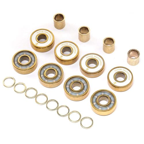 Venom Super Fast Skateboard Bearings Gold 608z Smooth Premium Precision Skate Rated ABEC11+ For Skate board stunt scooters long board roller skates micro scooter inline skates quad x8 for 4 wheels