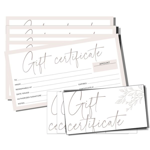 Paper ‘n Such Set of 25 Blank Gift Certificates with Envelopes - Gift Card, Vouchers for Personal or Small Business - 3.75 X 7.5” -Heavyweight Card Stock - Light Pink