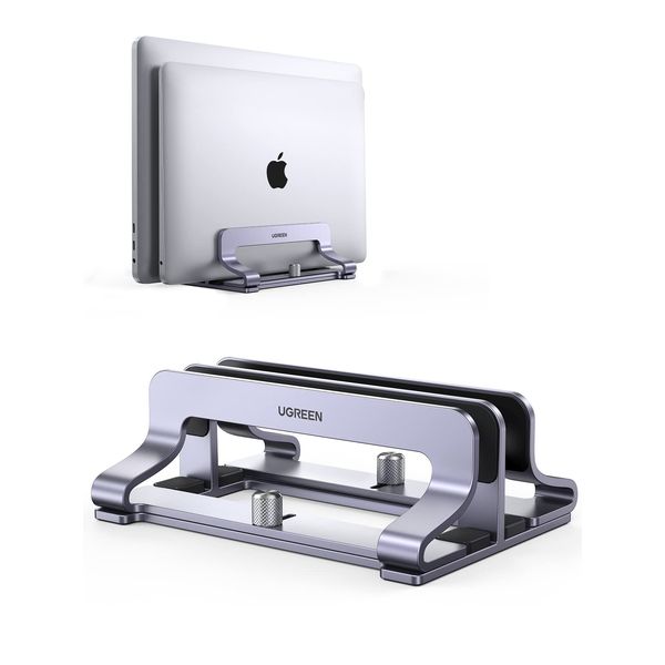 UGREEN Vertikaler Laptop Ständer Aluminium 2 Slot Vertikal Stand Vertikaler MacBook Ständer Platzsparende Halterung für MacBook Pro/Air, iPad, Huawei, Surface, Dell, HP, Lenovo und andere