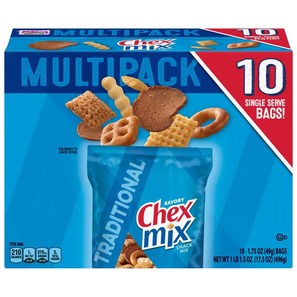 Chex Mix Traditional Snack Mix, 1.75 oz, 10 count