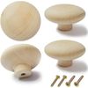Btibpse 4 Pack Large Wooden Drawer Knobs 3 Inch Big Round Wood Cabinet Knobs Pulls Unfinished Beech Wood Round Knobs for Kitchen Cabinets Drawer, Cabinet Handles