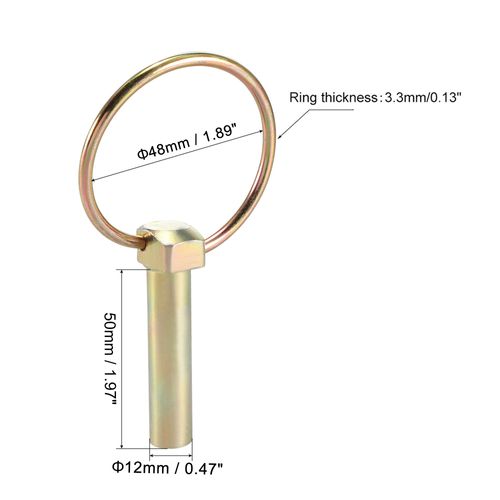 sourcing map Linch Pin with Ring - 10mm x 50mm Trailer Pins Assortment Kit for Boat Kayak Canoe Trailer Tractor Trolley Horsebox 2Pcs
