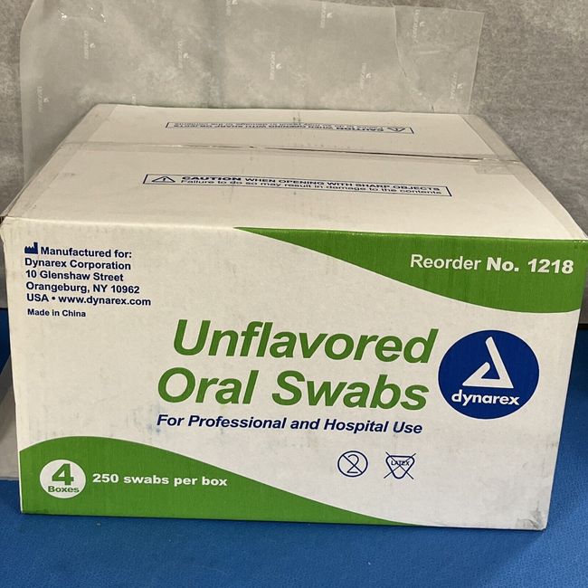 Dynarex #1218 Unflavored Oral Swabs - case of 1000