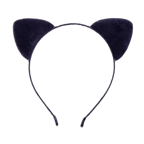 Vonokee Velvet Cat Ears Headband,Black Plush Cat Headpiece Cute Cat Costume Accessories for Halloween Party Cosplay and Daily Use