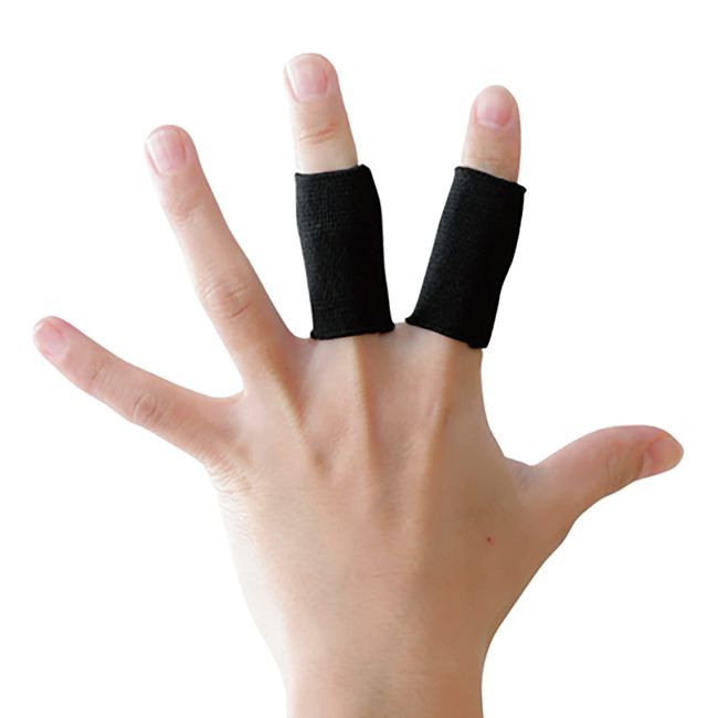 D&M #106 Finger Supporter, Sports Type, Fixing Protection, Thin, Compression, Volleyball, Basketball, For 1 Finger, Pack of 2, Made in Japan, Black, M Size