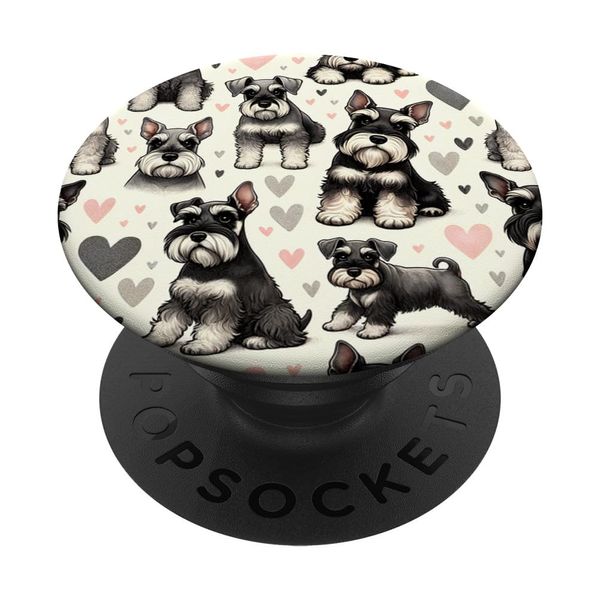 Beautiful Dogs Pattern Miniature Schnauzer Dog PopSockets Standard PopGrip