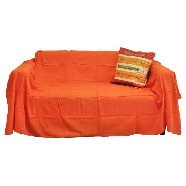 World Market Multi Cover Rectangular Large Cotton Indian Cotton Simple Color About 150 X 225 cm , orange