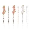 Cast 3 Row Epoxy Flower Set Hairpin Pink Gold